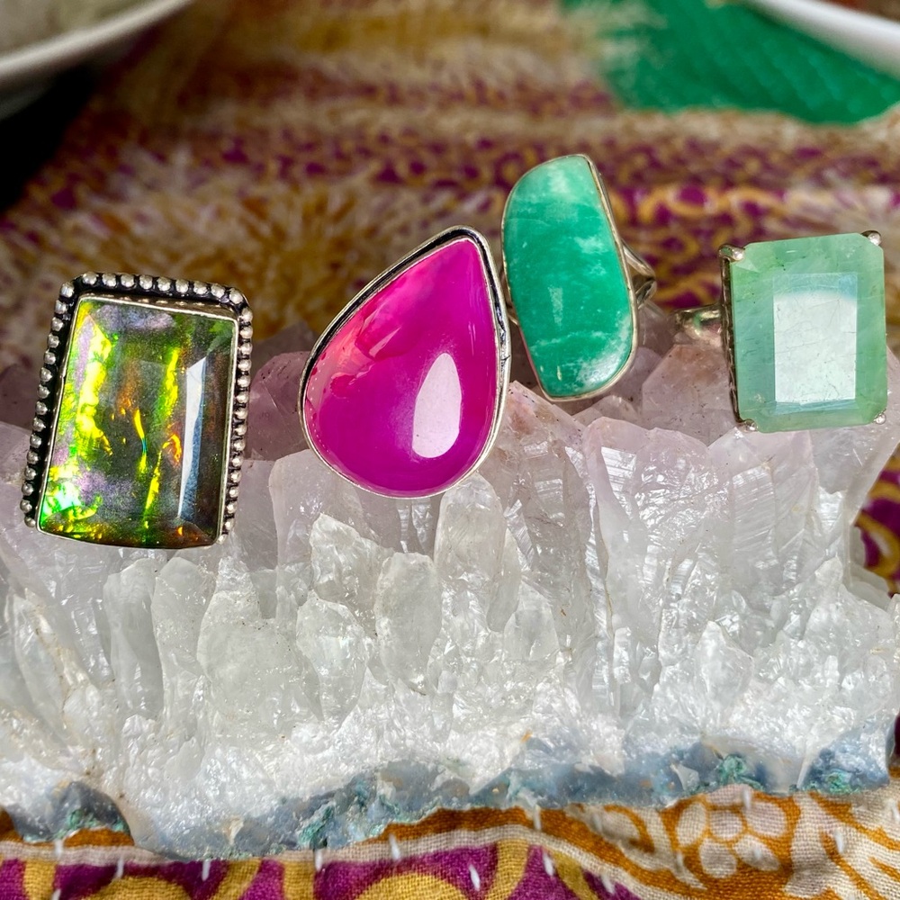 Elegant Multi-Stone Silver Ring Set - image 1